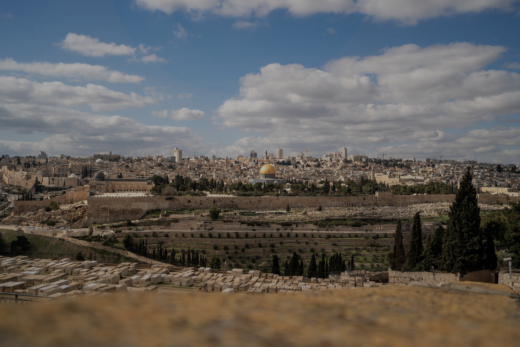 Widok na meczet Al-Aksa. Panorama miasta Jerozlomia. Ziemia Święta.